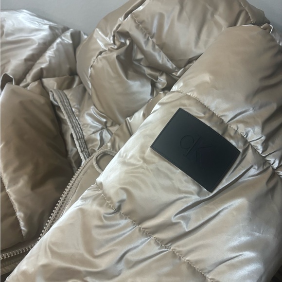 Calvin Klein Jeans Women's Quilted Puffer Hood Jacket in Khaki Size L NWT - Picture 10 of 15
